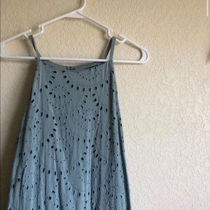 Luxology Light Blue Eyelet Halter Swing Dress